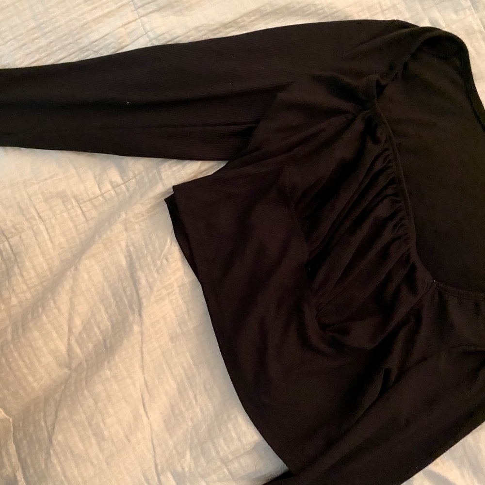 Black long sleeve crop with square neck cut out